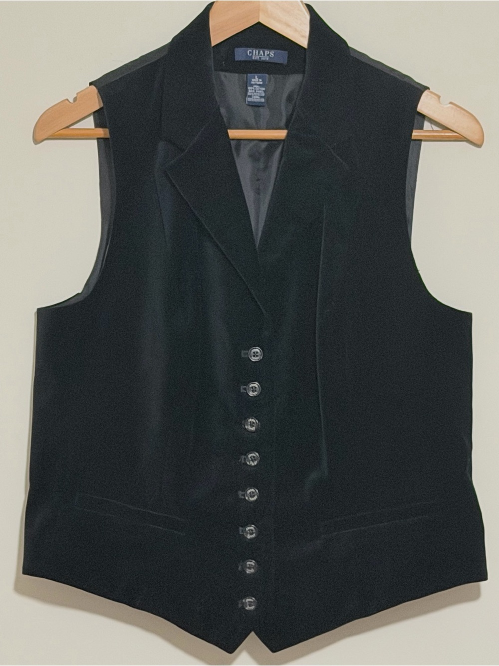 Ralph Lauren Vintage Black Velvet Button-Front Vest